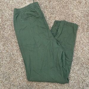EUC green linen pants- size large, tall length